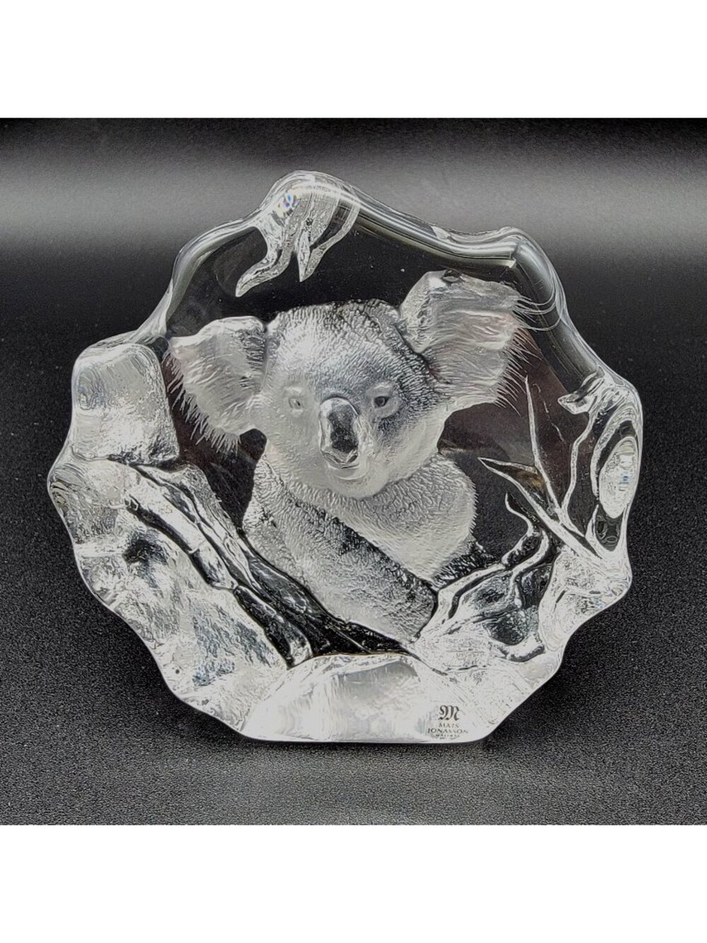 Mats Jonasson Crystal Koala Paperweight Signed MJ Sweden 3626